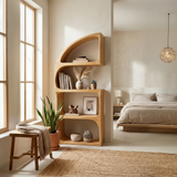 Rustic Farmhouse Curved Bookshelf Bedroom Corner Storage