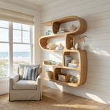 Modern Curved Bookshelf Entryway Storage Display