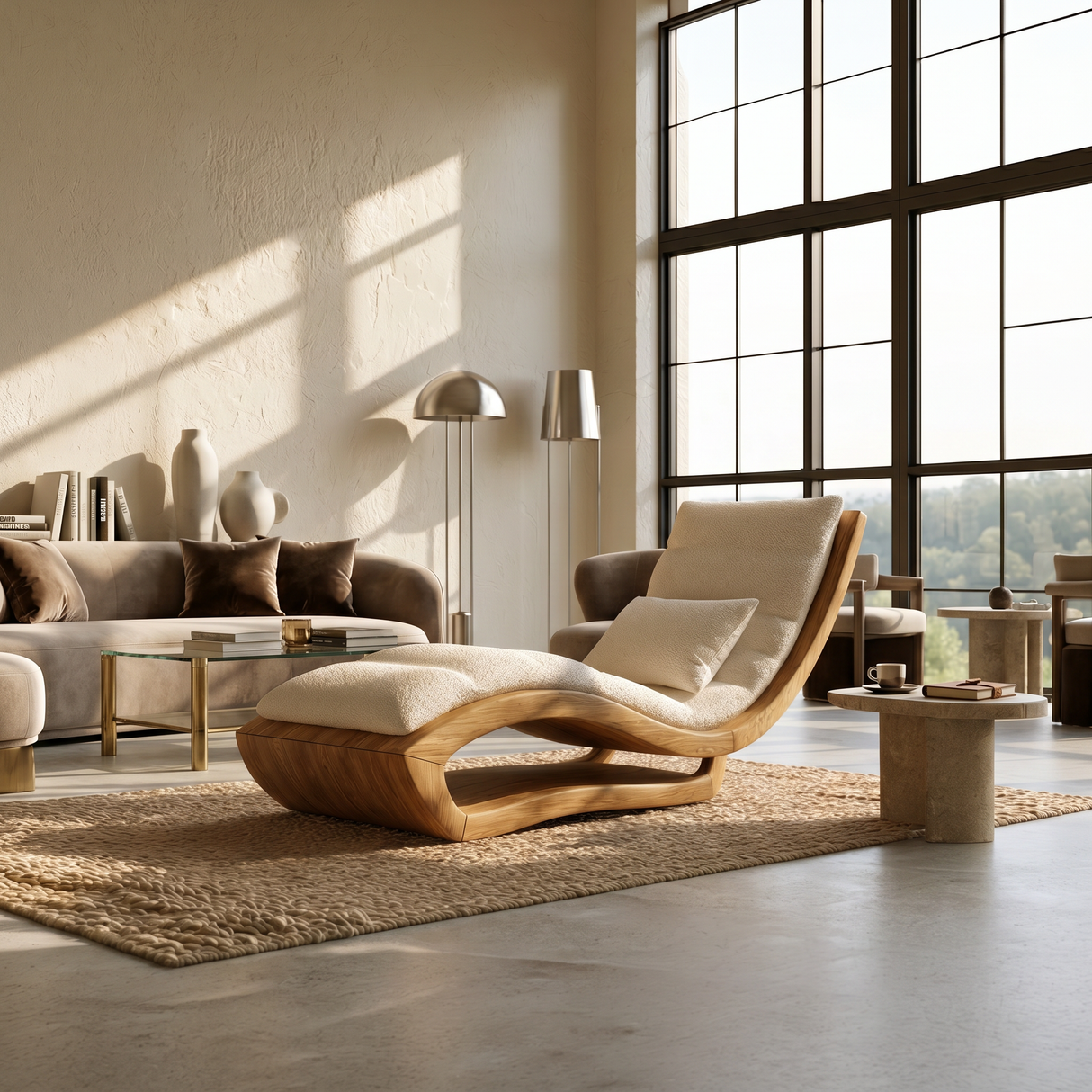 Organic Modern Wooden Daybed Minimalist Luxury Interior Design