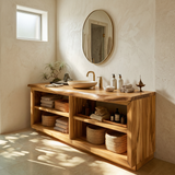 Mid Century Wooden Vanity Cabinet For Guest Bath