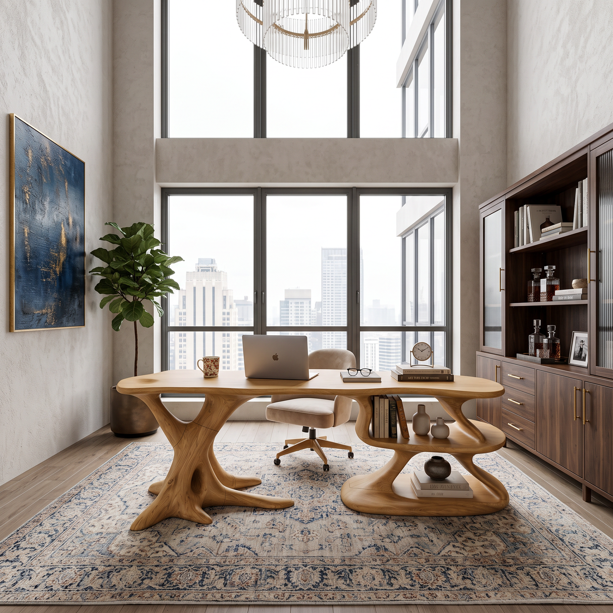 Minimal Asymmetric Storage Desk Home Office Study Room