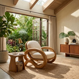 Contemporary Curved Lounge Chair Modern Villa Interior