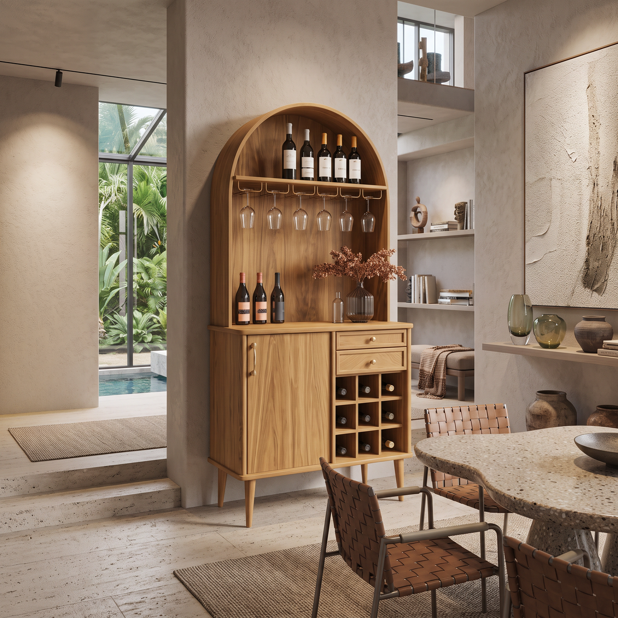 Classic Wine Cabinet With Storage For Dining Room