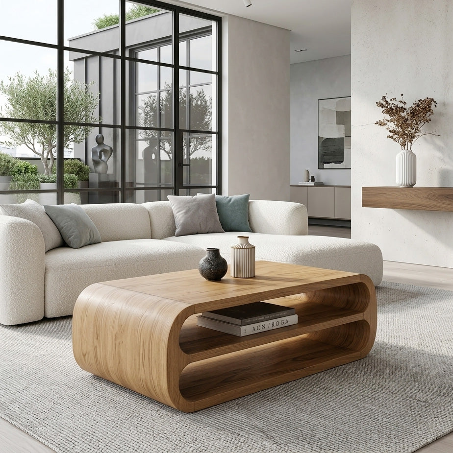 Minimalist Coffee Table With Storage Shelf For Living Room