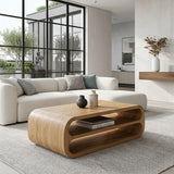 Minimalist Coffee Table With Storage Shelf For Living Room