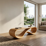 Modern Sculptural Natural Wood Bench For Entryway Decor Space