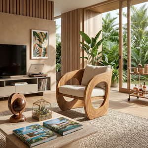 Tropical Organic Modern Wooden Chair Garden Lounge