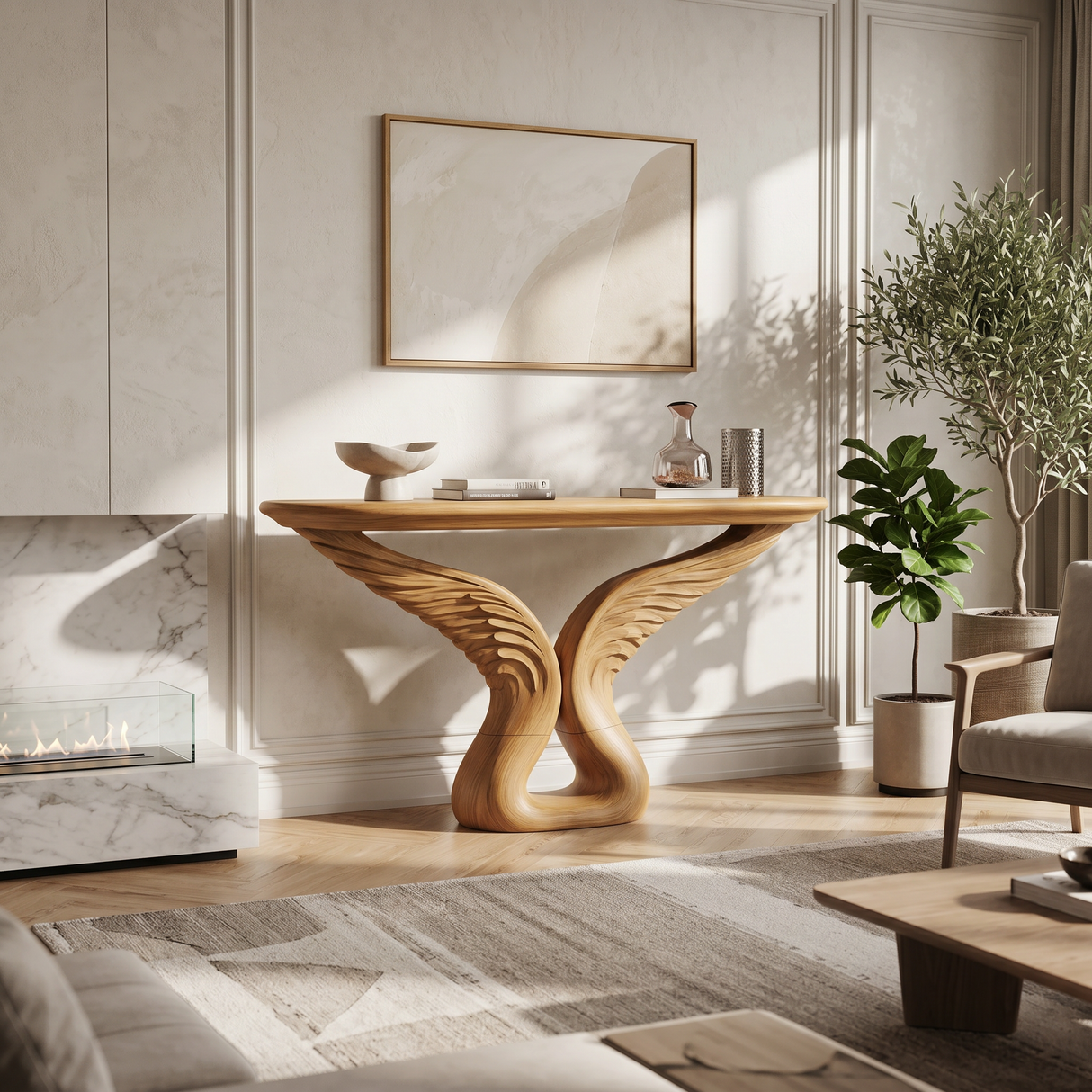 Organic Arch Base Console Table Contemporary Hallway