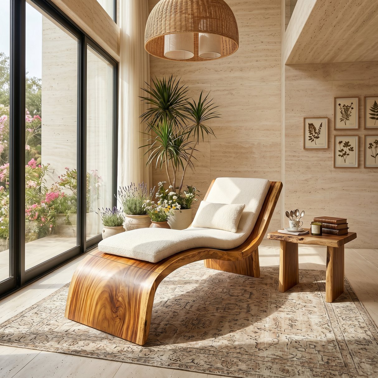 Contemporary Wooden Daybed Indoor Outdoor Luxury Home Furniture