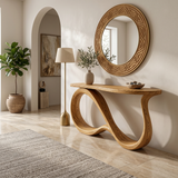 Modern Wooden Console Table With Undulating Legs For Home Decor