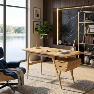 Mid Century Wooden Desk For Creative Studio Workspace
