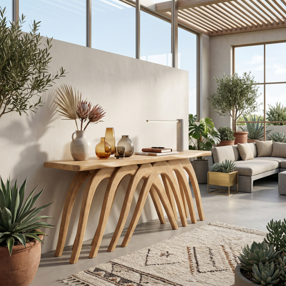 Modern Flowing Console Table Luxury Living Room