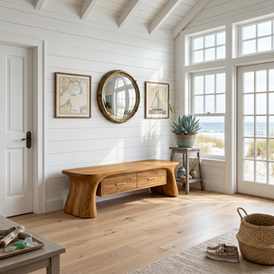 Minimalist Arched Base Bench For Foyer Interior Space