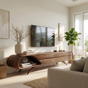 Mid Century Modern Wood TV Console For Living Room