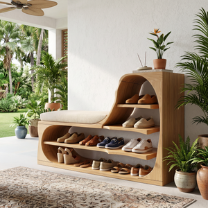 Rustic Shoe Bench Rack For Entryway Hallway Storage Corner