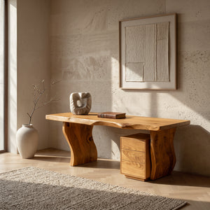 Modern Curved Wooden Desk For Elegant Home Office