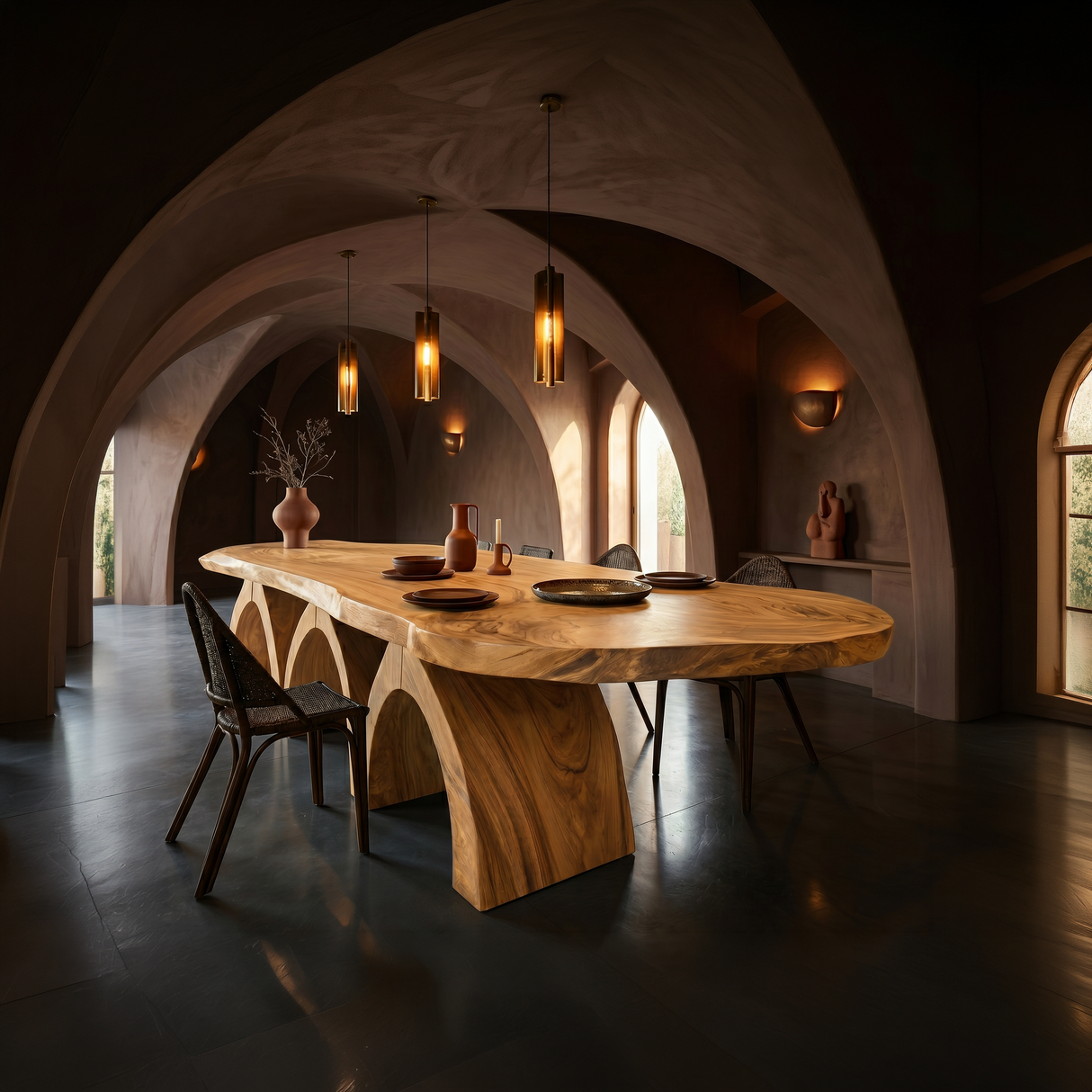 Scandinavian Live Edge Dining Table For Open Dining Area