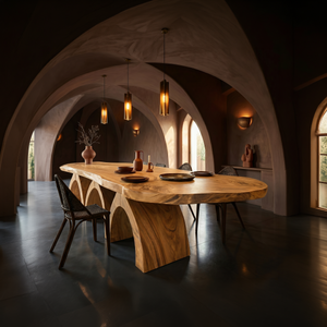 Scandinavian Live Edge Dining Table For Open Dining Area