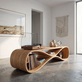 Contemporary Wooden Record Cabinet Curved Design For Living Room
