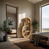 Organic Wood Bookshelf With Multiple Storage Levels For Living Room