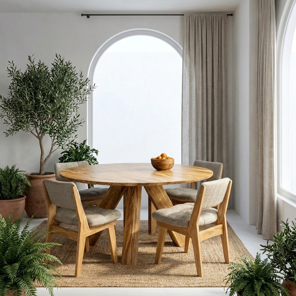 Modern Round Natural Wood Dining Table For Dining Room