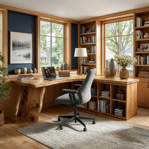 Minimalist Wooden Desk With Storage For Home Workspace