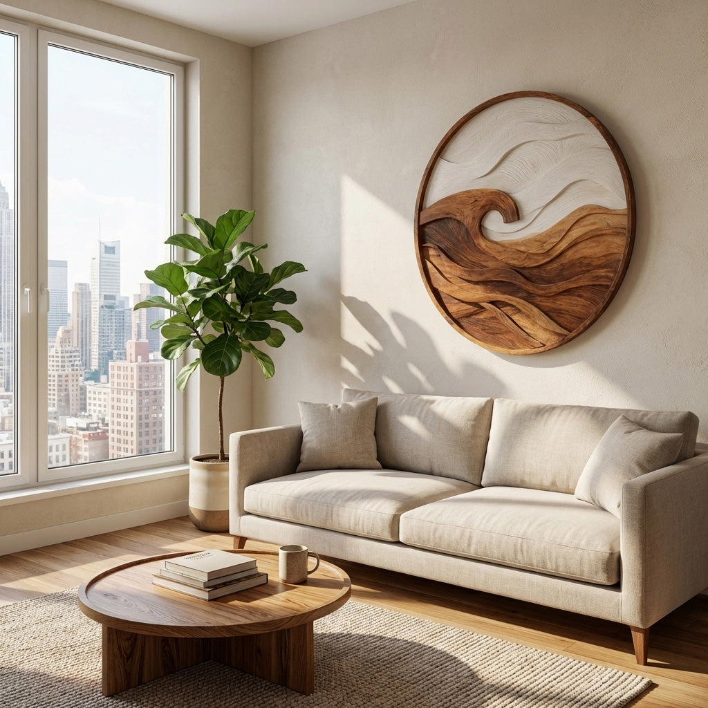 Handcrafted Round Wave Wall Art For Wall Decor