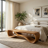 Artistic Natural Wood Bench For Modern Home Decor