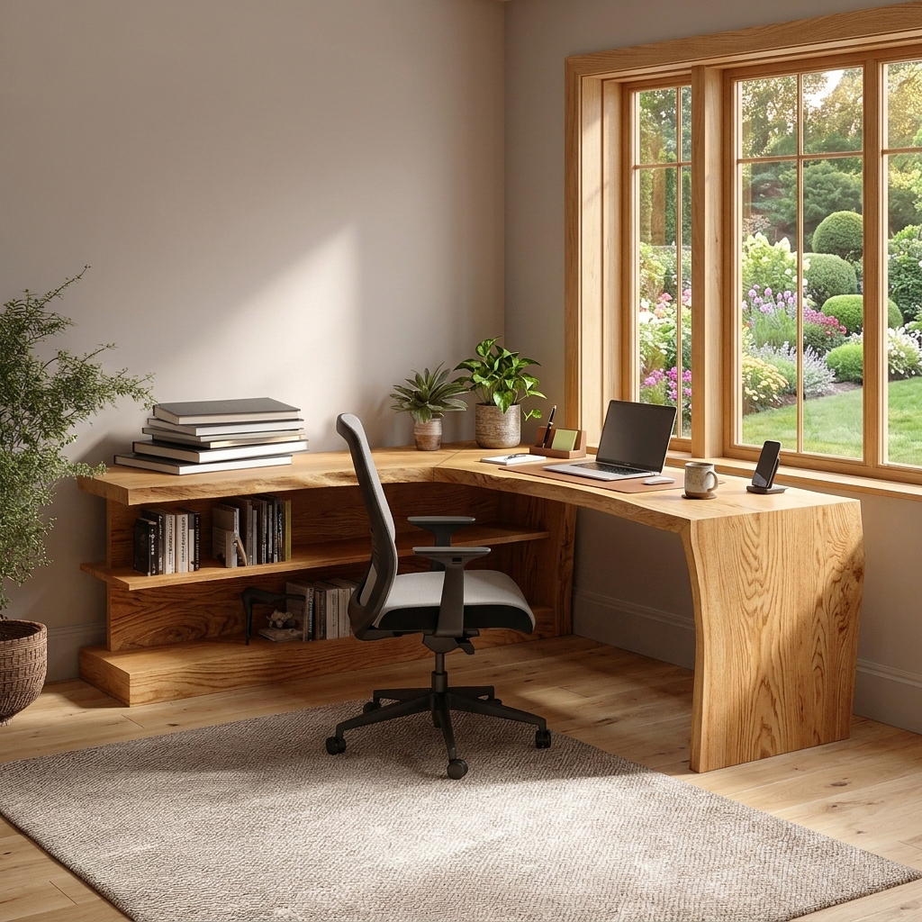 Wooden Desk With Storage Design For Home Workspace