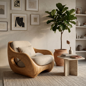 Artistic Organic Lounge Seating Open Carved Frame For Living Room