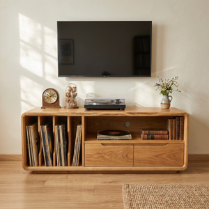 Handmade Wooden TV Cabinet Organic Curved Form