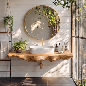 Live Edge Floating Vanity For Bathroom Interior