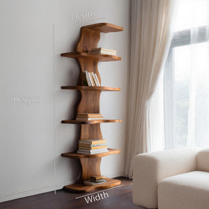 Modern Sculptural Wave Bookshelf For Living Room