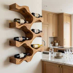 Artistic Natural Wood Wine Rack For Modern Kitchen Wall Decor