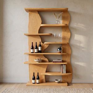 Organic Live Edge Wooden Standing Shelf For Living Room