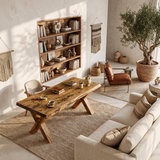 Modern Sculptural Live Edge Desk With Curved Legs For Studio