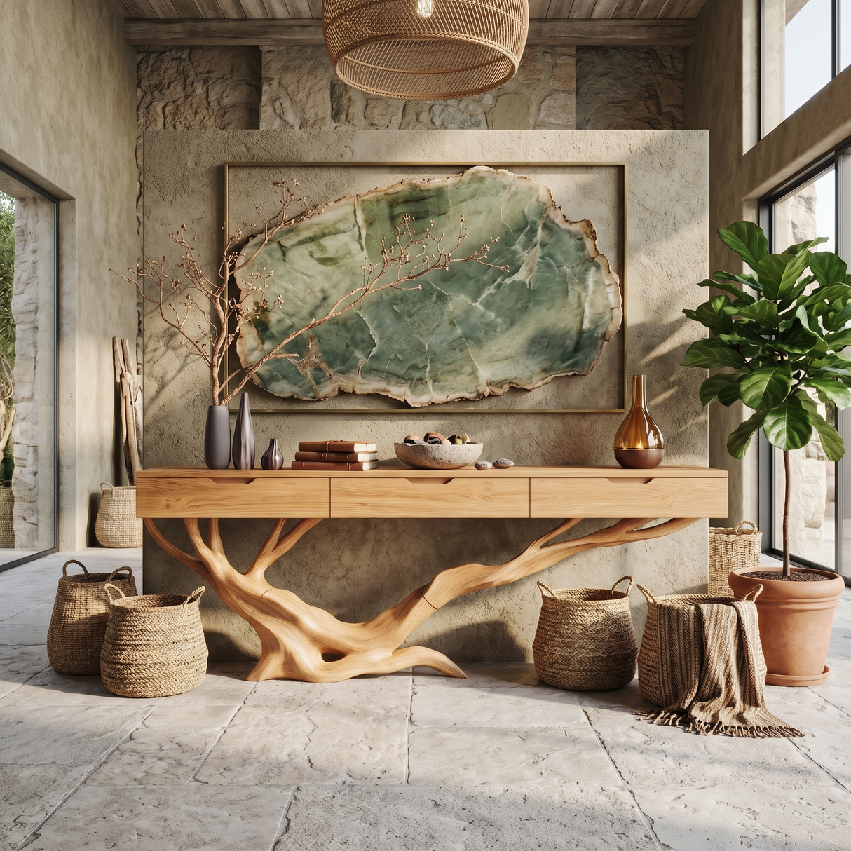 Mid Century Live Edge Entryway Table For Furniture Decor Modern