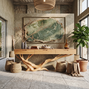 Mid Century Live Edge Entryway Table For Furniture Decor Modern