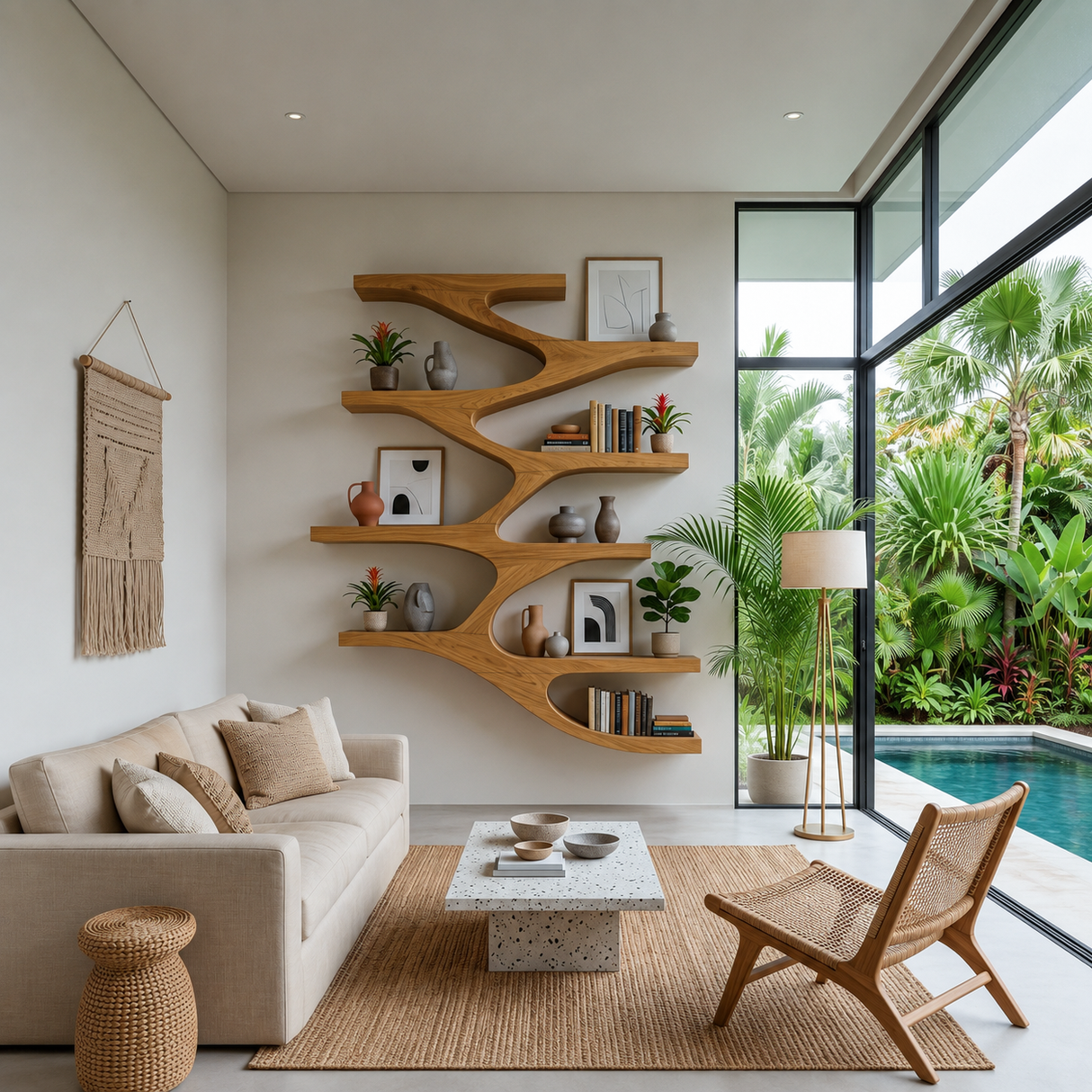 Minimalist Wood Floating Bookshelf For Living Space