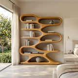 Organic Sculptural Wood Bookcase For Living Room Decor