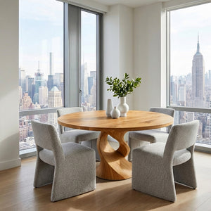 Contemporary Dining Table With Unique Twisted Base For Kitchen