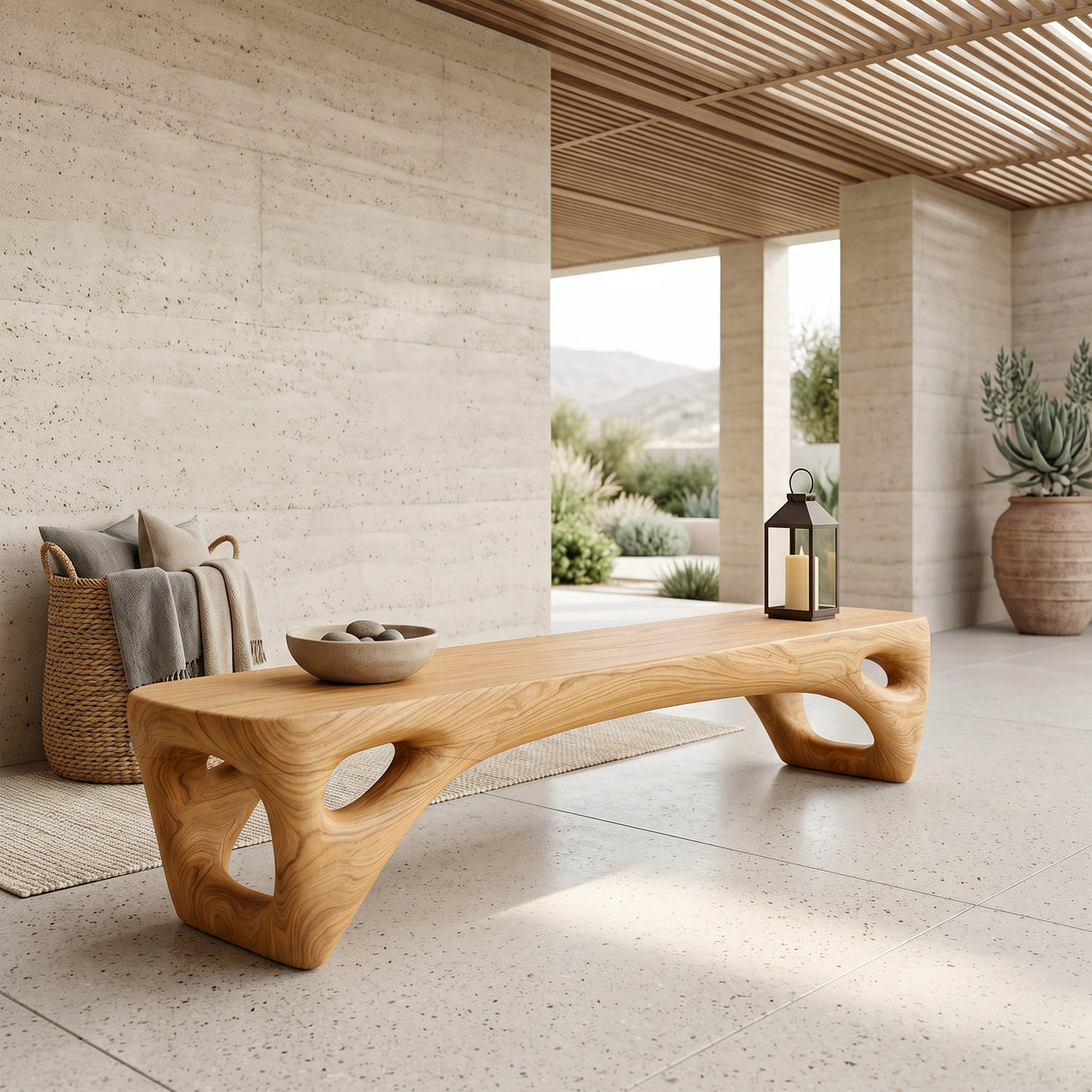 Modern Open Base Bench For Living Room