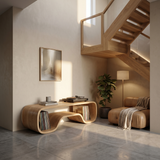 Organic Wave Turntable Stand Contemporary Living Room