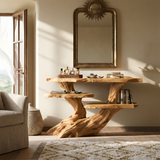 Mediterranean Burnt Wood Hallway Table For Villa Interior