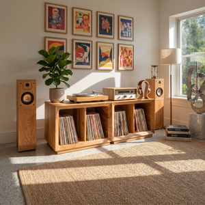 Contemporary Modular Vinyl Storage Cabinet Audiophile Lounge