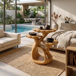 Organic Floral Top Side Table Garden Villa