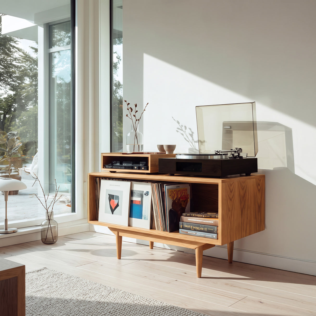 Scandinavian Wooden Record Player Cabinet For Living Room