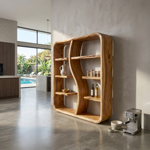 Modern Wooden Storage Bookshelf With Open Shelves