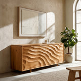 Contemporary Wooden Sideboard With Carved Doors For Home Interior