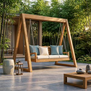 Tropical Wooden Garden Swing Backyard Lounge Seating